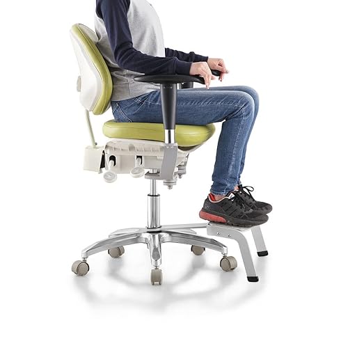 Super Dental Adjustable Microscope Saddle Stool with Pedal Base, Foot Controlled, PU Leather