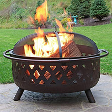 Garden Fire Pit Grill Bowl Grill Barbecue Rack 2-in-1 Outdoor Fire Pits Outdoor Fire Tables,29.5in Heavy Duty Steel BBQ Grill Fire Pit Bowl with Spark Screen Cover