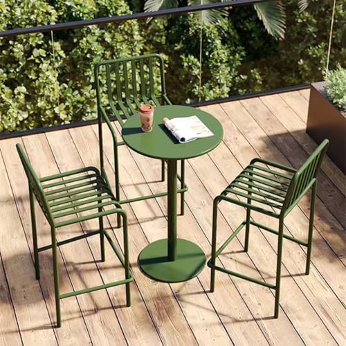 TBJEN Wrought Iron Tables and Chairs, Outdoor Tables and Chairs Creative high-Legged bar Open-air Villa Courtyard Cafe Milk Tea Shop Balcony(15)