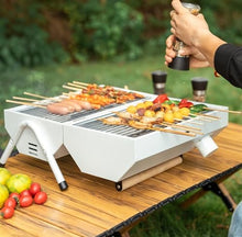 SHSWUD Barbecue Charcoal Grill Camping Grill Portable Charcoal Grills Backpacking BBQ Grill For Outdoor Cooking Bonfire Patio Portable Charcoal Grill, 25*41*31cm, White