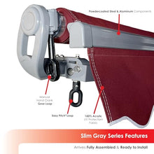 ADVANING SG Series, 12'x10' Manual Retractable Awning, Fully Assembled Quality UV+ Sun Shade Canopy, Color: Burgundy, MA1210-A108NG