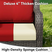 Gardenbee Wicker Patio Loveseat, 2 Seat Outdoor Couch with Thickened Olefin Cushions, High Back and Deep Seating, Hand-Woven PE Rattan for Porch, Deck, Balcony