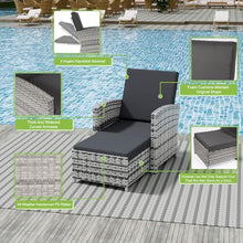 BALDPER 10-Piece Outdoor Patio Furniture Set with Ottomans, Wicker Conversation Set, Grey