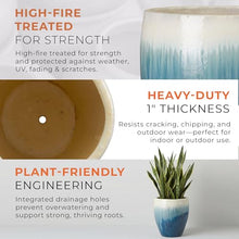 Emissary Home and Garden 13in., 16in., 19in.,23.5in. H Blue Snow Stoneware Round Planters with High-fire Treatment (Set of 4)