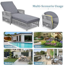 Merax Outdoor Rattan Chaise Lounge Set of 4, All-Weather Patio Recliners with 4-Position Adjustable Backrests, Armrests, and Removable Cushions for Poolside & Garden, Grey