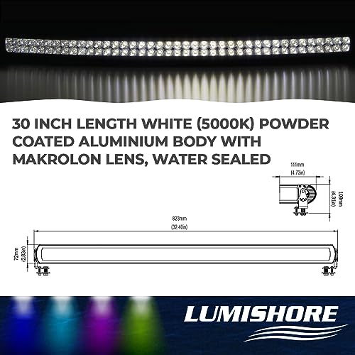 Lumishore 30 Inch LED Spotlight Waterproof White Light Bar 53,460 Lumens White