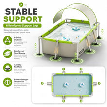 Foldable Pool with Canopy, 3-Layer PVC Rectangular Non Inflatable Pool