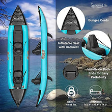 SereneLife 2 Person Inflatable Kayak - Double Kayak with Aluminum Paddles, Repair Kit - Lightweight, Portable Adult Kayaks with High-Output Pump - Durable Vinyl Kayak - Aqua