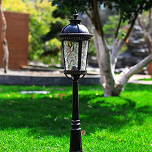 PeiyuLight Modern Outdoor Aluminum and Glass Light Pole - Waterproof Decorative Lamp for Garden, Deck, and Patio (Black)