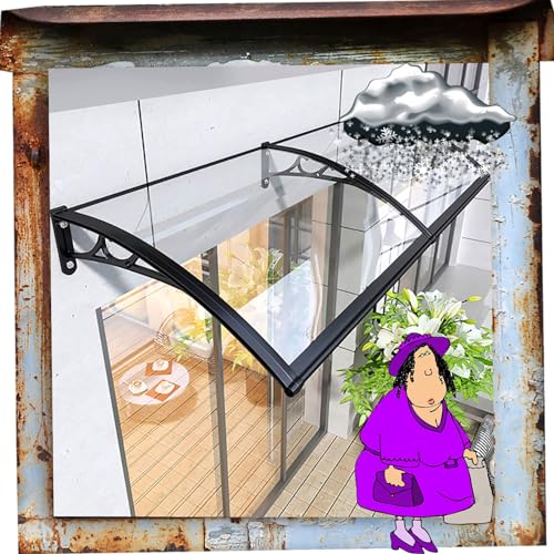 Door awnings Window Awning Door Canopy Window Awnings Awnings for Patio Rain Snow Protection Cover Shade Canopy Patio Awning Outdoor Canopy for Garden/Porch/Window 100x810cm/39x319in Transparent