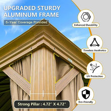 Domi Outdoor Living 12’ x 16’ Hardtop Gazebo Aluminum Wood Grain with Double Canopy Wood-Looking