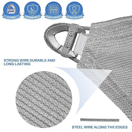 E&K Sunrise 31' x 48' Sun Shade Sail Rectangle Canopy Cover UV Block Light Gray