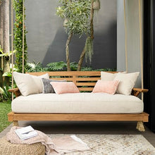 Cambridge Casual Sierra Teak Wood 6 FT Porch Swing Bed, Upgraded Patio Porch Swing Daybed with Thick Cushion Support, 750 LB Weight Capacity, Teak Swing Bed for Garden, Backyard, Porch
