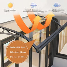 Awning for Door Entrance, Outdoor awnings with Aluminum Bracket, Polycarbonate Outdoor Door Patio Door Awnings Exterior for Porch/Patio/Window, UV/Rain/Snow Protection-Smoke Gray-80x440cm/31 x173