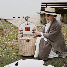 qiuqiu Picnic Basket, Wicker Picnic Basket, Multifunctional Roller Type Rattan Picnic Basket, Hand-Woven Trolley Willow Basket, Egg Candy Gathering, with Lid and Handle