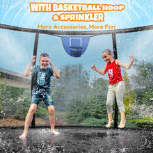 Kiivakii 16FT Trampoline with Basketball Hoop & Sprinkler Orange