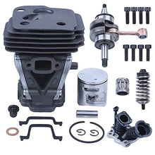42mm Chainsaw Cylinder Piston Crankshaft Bearing Gasket Kit Fit For 450 450E 445E 445 Decompression Port Replacement Part(Cylinder Set A)