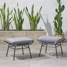 Cvqza Montana Outdoor Ottoman, Faux Rattan Patio Furniture, Comfortable Cushioned Seats, Stylish Garden Decor, Versatile Seating for Backyard, Poolside, or Balcony, Set of 2