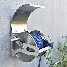 YEHOZZ Wall Mounted Garden Hose Reel, Metal Hose Reel,Hose Reel Garden Accessories, Adjustable Spray Nozzle Gun, Lawn & Garden Watering Equipment,Rack+10mHose