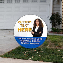 VictoryStore 23.5" Custom Round Yard Signs with Stakes, Full Color Two Sided, Weatherproof 4mm Plastic (250-Pack)