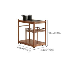GKOKG Coffee Tables Chinese Style Tea Cabinet Solid Wood Small Table Side Trolley Mobile