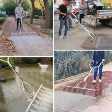 45 inch Surface Cleaner Water Broom, Dual Handle Stainless Steel Pressure Washer Attachment with 7 Nozzles, Concrete Driveway Power Broom Sweeper