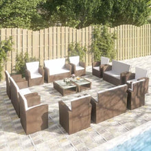 RJPLMFV 16 Piece Poly Rattan Patio Lounge Set with Cushions Brown