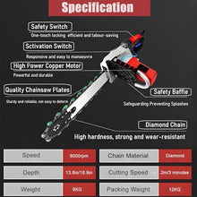 5800w/6500whandheld Brushless Chainsaw, Duty Electric Diamond Concrete Chain Saw, With Water-Cooled Wet Cutting,Anti-Vibration Handle & Dust Suppression, With 2 Chains/2 Guide Bar,480