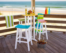 Poly-Wood Contempo 24-Inch Round Bar Height Table, Black Frame, Teak