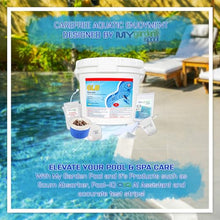 GLB Granular Chlorine (71224A) 50 LBS with My Garden Pool 3 Pool Skimmer Socks & 20ct 7-in-1 Test Strips & Scum Sponge and Measuring Cup. – Powerful Chlorine Tablets for Clear Swimming