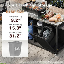 Merax 78.3" Outdoor Kitchen Island with Foldable Grill Table, Wooden Outdoor Grill Cart with Trash Can Storage & Stainless Steel Top, Outdoor Bar Cart, Pizza Oven Table for Lawn & Garden, Black