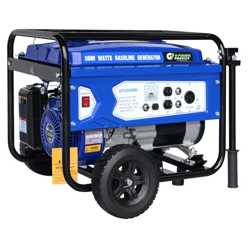 Green-Power America 5000 Watt Gasoline Generator, Manual Recoil Start Portable Generator, Backup Power for Home Emergency, Job Site, RV Camping，EPA Compliant