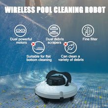 Cordless Robotic Pool Cleaner with Dual Motors, 120 Mins Runtime, Auto-Dock for Flat Pools Up to 100 Sqm
