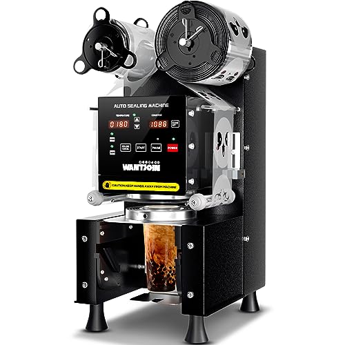 WantJoin Full Automatic Cup Sealing Machine 90/95mm Digital LCD Black