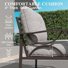 70” All-Weather Metal 3-Seat Patio Sofa, Khaki Frame with Gray Cushions