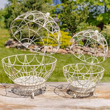Zaer Ltd. Set of 2 Iron Globe Plant Stand- Color Options (Antique White)