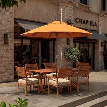 California Umbrella 9' Premium Commercial Hardwood Patio Umbrella, Manual Lift With Sunbrella Tuscan Fabric
