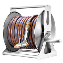 Garden Hose Reel with Hose, Wall Mounted/Portable Tote Hose Reel Cart with 5 Sprayer Modes Nozzle, Heavy Duty Stainless Steel Hose Holder Hose Hanger, Outside Water Pipe Rack Winding Tool