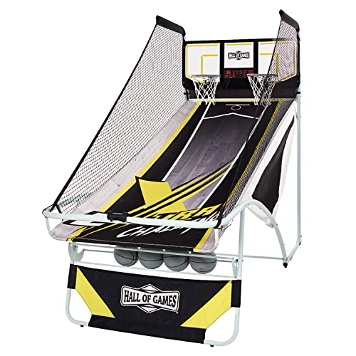 Hall of Games Xtra Long Shot EZ-Fold Premium Arcade Basketball Game Black/Yellow/White