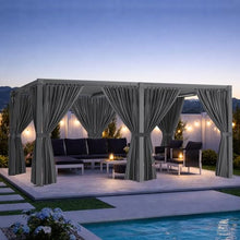 ADRERIC Louvered Pergola 12'x16' Outdoor Pergola with Roof, Heavy Duty Aluminum Frame & Waterproof Curtains, Hardtop Gazebo with Adjustable Louvers for Patio, Deck and Backyard, Gray