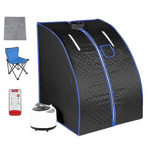 CHANGLKJ Personal Sauna Tent, Portable Steam Sauna with Remote Control, Chair and 2L Steam Machine, 9-Level Temperature and Timer, Foldable, for Weight Loss, Detox Relaxation, Reduce Fatigue