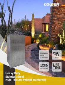 COLOER 600W Low Voltage Landscape Transformer with Timer & Photocell
