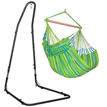 LA SIESTA® Large Comfort Domingo Hammock Chair & Steel Stand - Weatherproof, Hanging Hammock Chair with Stand - Indoor Outdoor Swinging Chair, Bedroom Porch Hammock Swing Chair with Stand - Lime