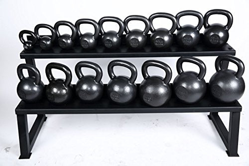 Ader Sporting Goods Ader Premier Kettlebell Set w/DVD & Rack- (4, 6, 8, 10, 12, 16, 20kg) Grey