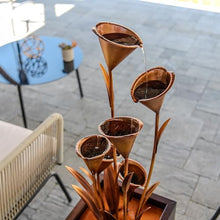 XBrand 46" Tall Bronze Metal Sculptural Flower Multi-Tier Freestanding Water Fountain Without LED Lights