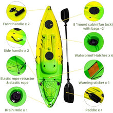 ProMaintain 9.68FT Fishing Kayak with Paddle, Sit on Top Design, 308LBS Capacity Green Yellow