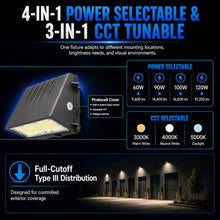 JCE Wall Pack LED Exterior Light, 60W -120W Adjustable Max 19200LM