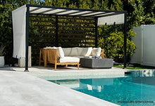 Sunjoy 10x12 ft Steel Outdoor Pergola with White Adjustable Shade and Privacy Screen