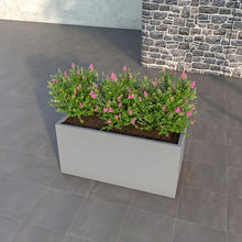 LeisureMod Flora Fiberstone and MGO Clay Planter, Mid-Century Modern Rectangular Planter Pot for Indoor and Outdoor in Grey (24" Height)