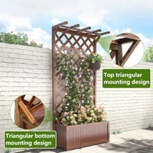 Solid Wood Planter Box with A 40cm Deep Base, Freestanding Trellis for Climbing Plants, Reinforced Mortise-and-tenon Construction, Suitable for Outdoor Gardens
